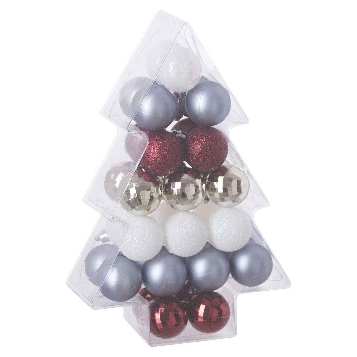 Kit Décoration pour sapin de Noël - 34 Pièces - Or, blanc et argent pas