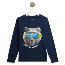 IN EXTENSO T-shirt manches longues ours garçon (Bleu marine )