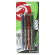 AUCHAN Lot de 4 stylos rollers gel effaçables pointes moyennes noir/bleu/rouge/vert