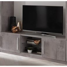Meuble TV 2 portes 1 niche L156 cm TORINO (Gris)