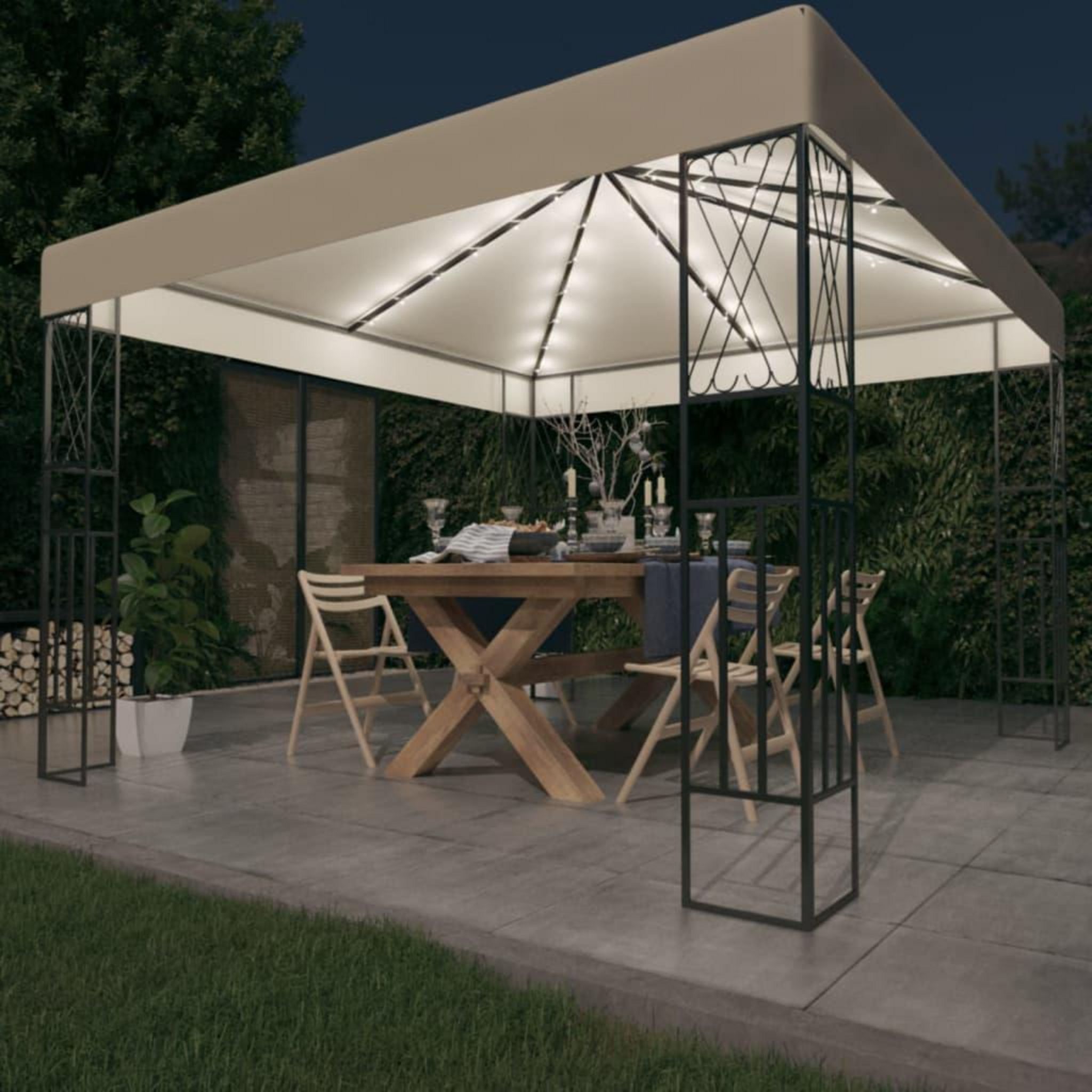 vidaXL Tonnelle de jardin avec toit rétractable 3x3 m Crème