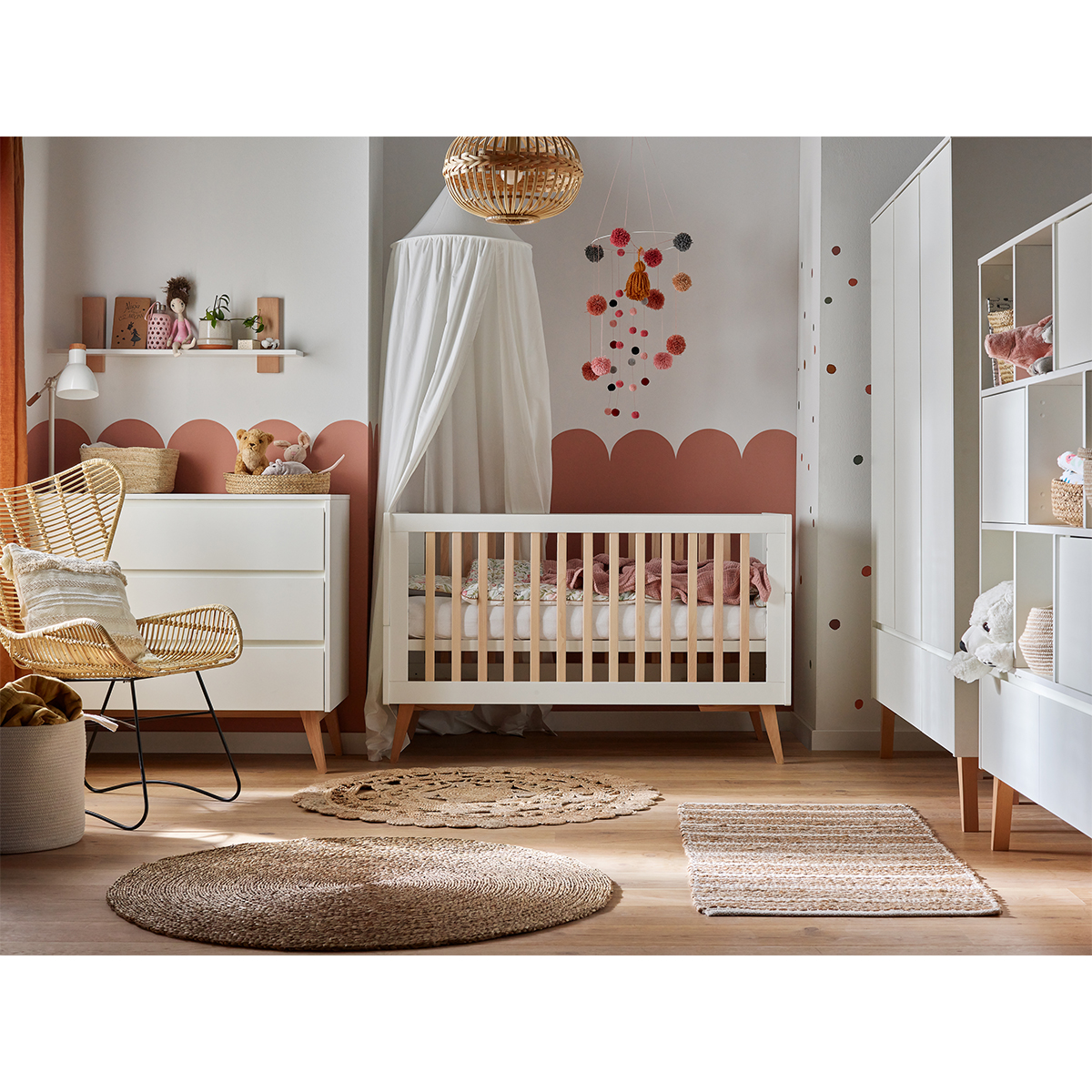 Chambre bébé complète évolutive SCANDI, coloris naturel pas cher