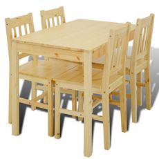 Table de salle a manger en bois avec 4 chaises Naturel