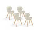Lot de 4 chaises en tissu style scandinave pieds bois massif GAYA. Coloris disponibles : Beige, Gris, Noir