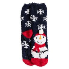 IN EXTENSO Chaussettes anti dérapantes de noël bonhomme de neige garçon avec pochette cadeau (Gris chiné)