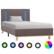 Cadre de lit avec LED Taupe Tissu 100 x 200 cm