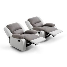Ensemble de 2 fauteuils relax tissu simili HELENE