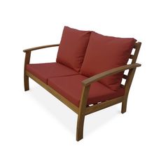 Salon de jardin en bois 4 places - Ushuaïa - Canapé, fauteuils et table basse en acacia, design (Terracotta)