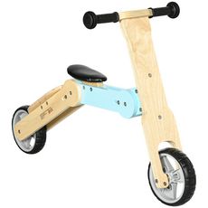 HOMCOM Draisienne trottinette enfant 2 en 1 - roues EVA texturées, guidon ergonomique, marche-pied antidérapant - panneaux bois bleu ciel