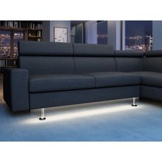 Canapé d'angle 4-5 places fixe avec LED - TOMY -Tissu gris chiné foncé - Angle droit (Gris chiné foncé)