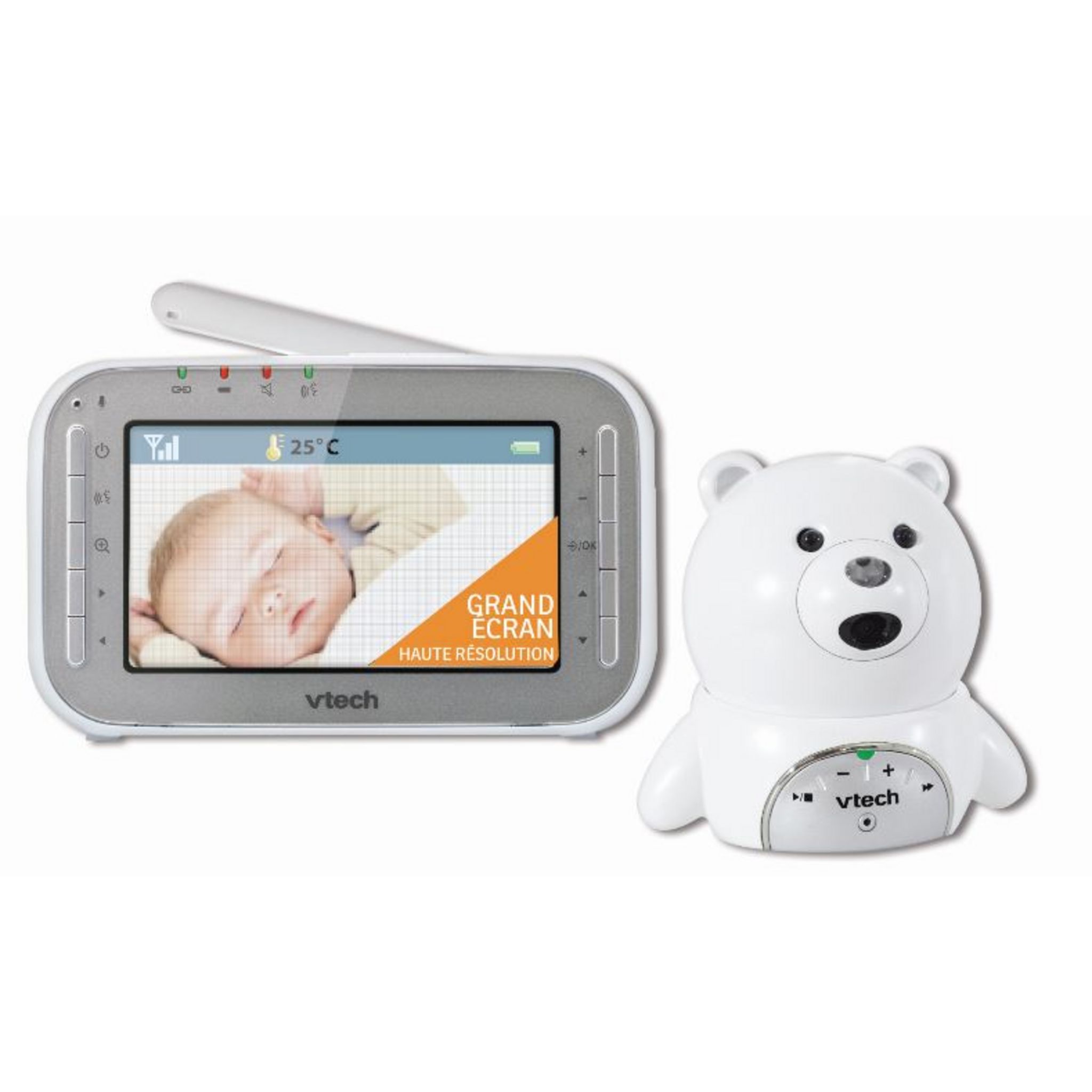 VTECH Babyphone vidéo longue portée Ourson blanc pas cher 