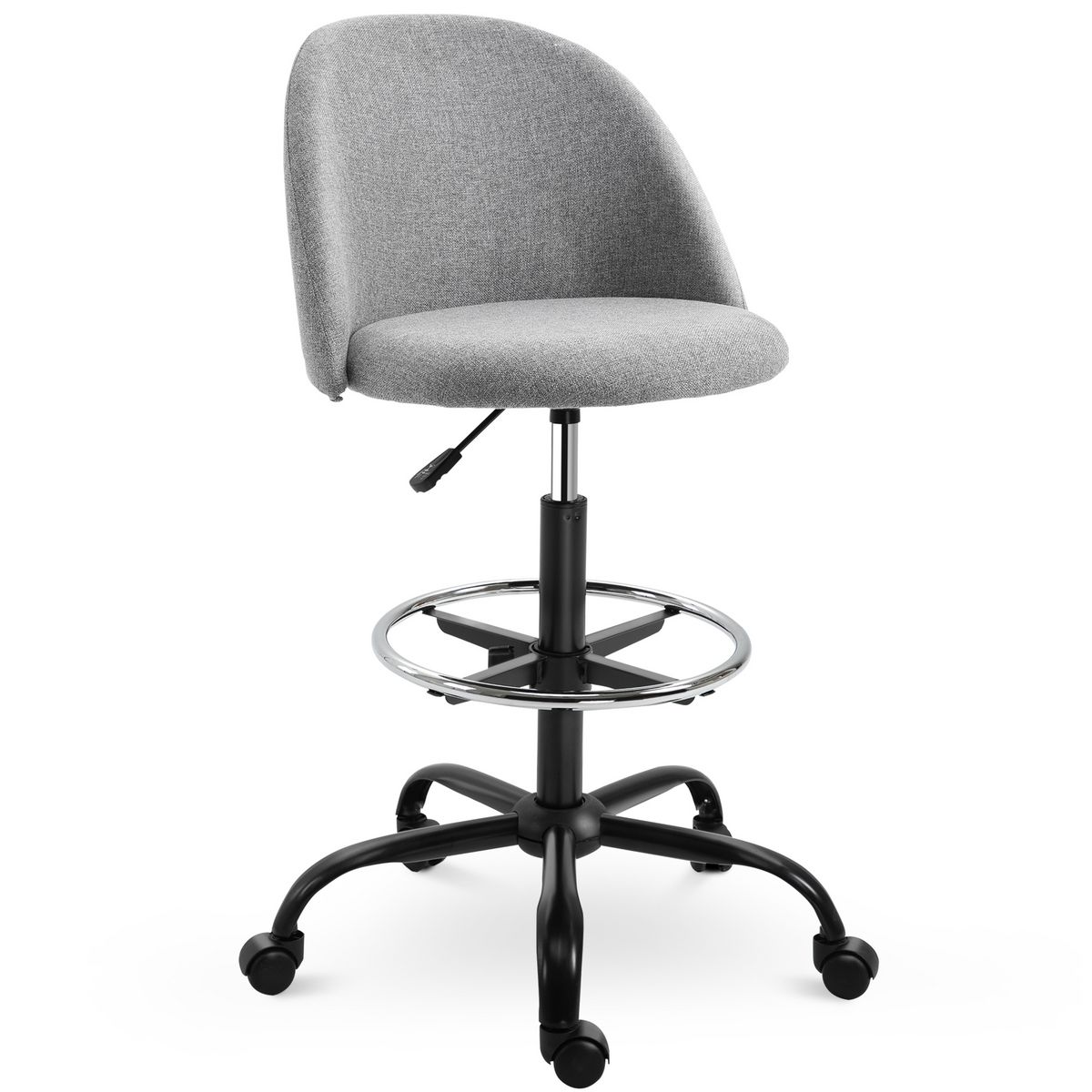 VINSETTO Vinsetto Chaise de bureau assise haute réglable 103-123H cm pivotant 360° lin gris