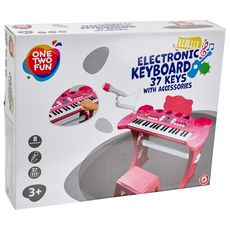 One Two Fun Clavier + tabouret + micro rose