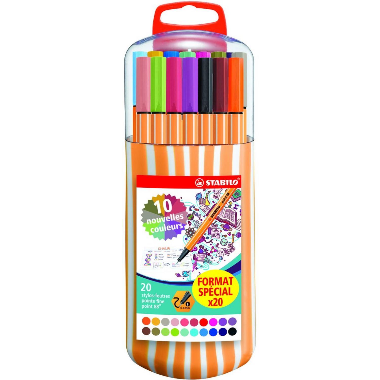 Stylo feutre pointe fine - STABILO Point 88 - Étui ColorParade x 20 stylos  feutres - Coloris assortis - sans attache : : Fournitures de bureau