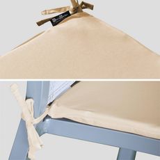 Lot de 4 galettes de chaises - 43 x 40 cm - bleu canard. tissu déperlant. réversibles. anti UV. petites cordes pour attacher (Beige)