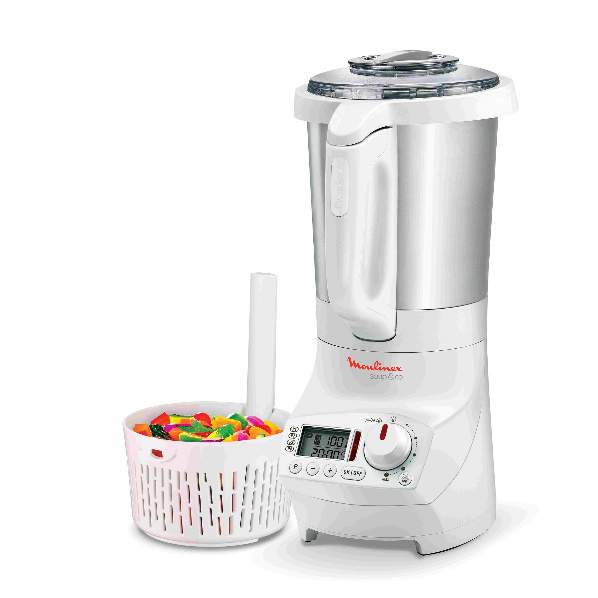 MOULINEX Blender chauffant LM9021B1 Soup & Co + Panier vapeur pas cher 