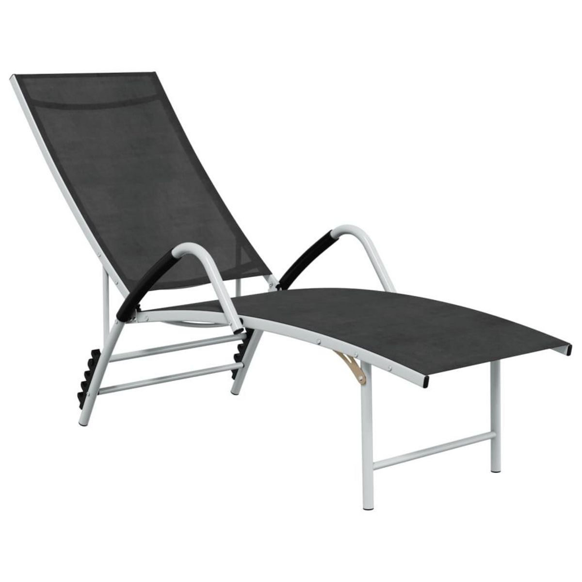 VIDAXL Chaise longue Textilene et aluminium Noir