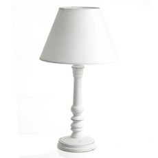 ATMOSPHERA Lampe Bois - H. 36 cm - Blanc