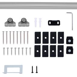 HOMCOM Kit de porte coulissante système galandage pour porte épaisseur  35-45 ou 40-45 mm longueur rail 1,83 m charge max. 100 Kg acier brun pas  cher 