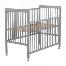 At4 Lit Bebe Coulissant A Barreaux Bois Massif 60 X 1 Cm Dormeur Gris Pas Cher A Prix Auchan