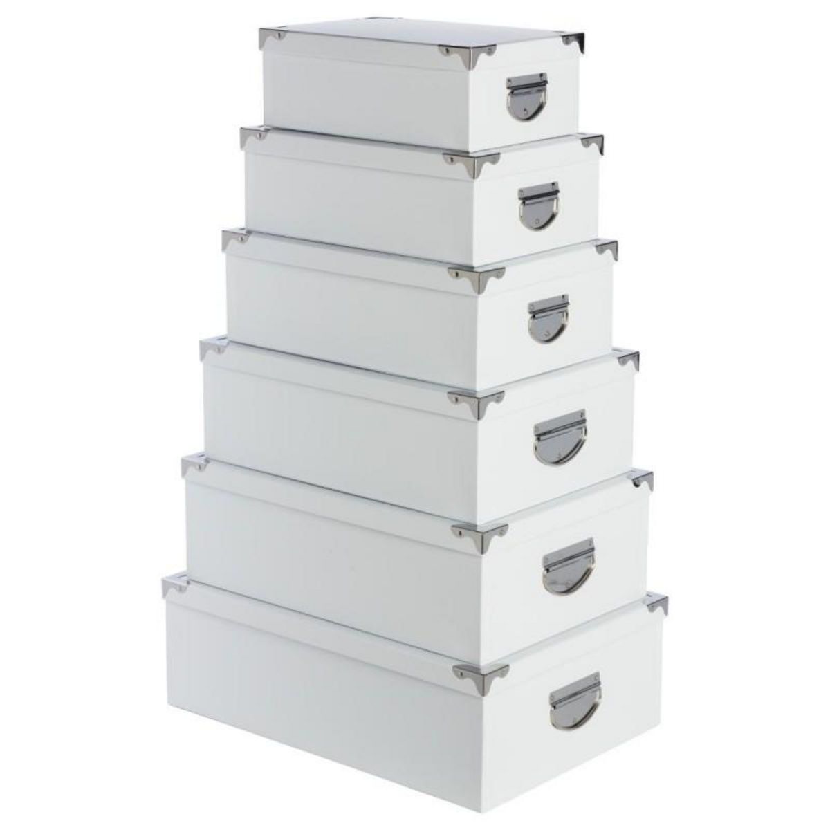  Set de 6 Boîtes de Rangement  Uni  48cm Blanc