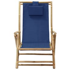 Chaise de relaxation inclinable Bleu marine Bambou et tissu