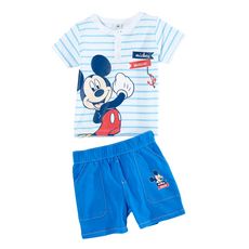 MICKEY Tee-shirt manches courtes + bermuda Mickey (Bleu)