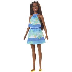 BARBIE Poupée Barbie Aime les océans - Robe rayures bleues et fleurs