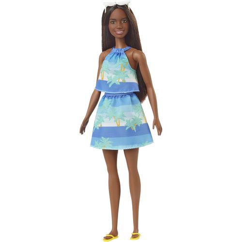 Poupée Barbie Aime les océans - Robe rayures bleues et fleurs