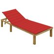 Chaise longue avec coussin rouge Bois de pin impregne