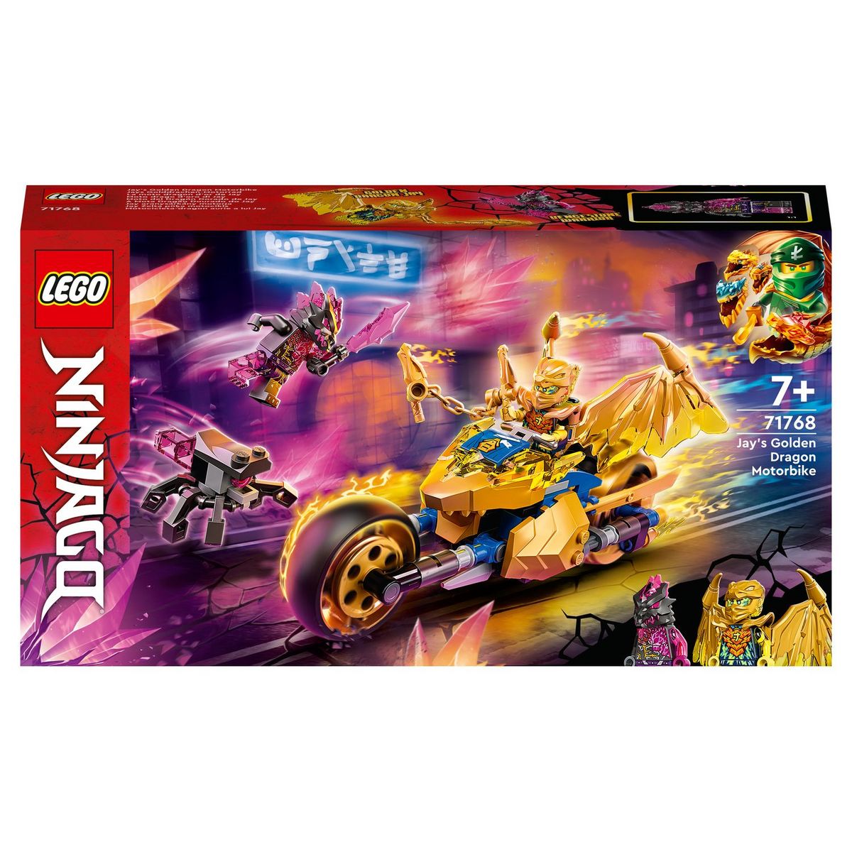 LEGO Ninjago 71768 La Moto Dragon d&rsquo;Or de Jay, Jouet avec Figurines pour Enfants