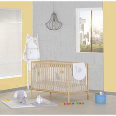 Baby Price Lit Bebe 60x1cm Sommier Reglable En Hauteur Barreaux Vernis Naturel Collection First Pas Cher A Prix Auchan