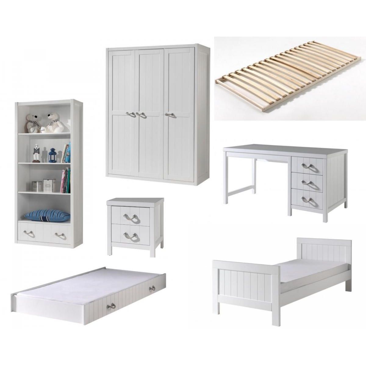 Meuble Style Bord De Mer Pas Cher Vipack Chambre complete avec lit gigogne style bord de mer blanc pas cher à  prix Auchan