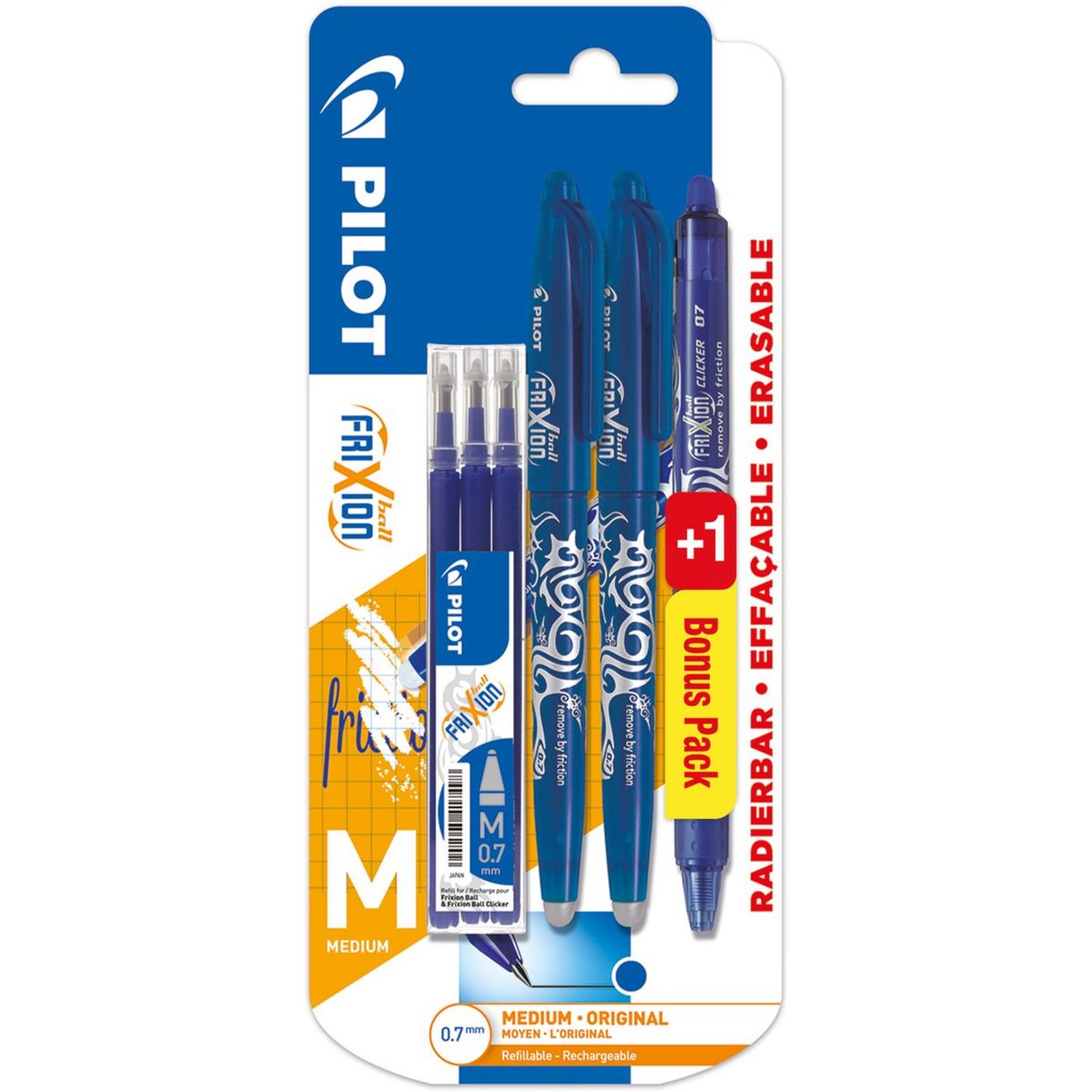 2 Lots de 3 recharges pour Pilot Frixion roller + 1 stylo frixion bleu  offert de PILOT , Stylos effaçables : Rentreediscount