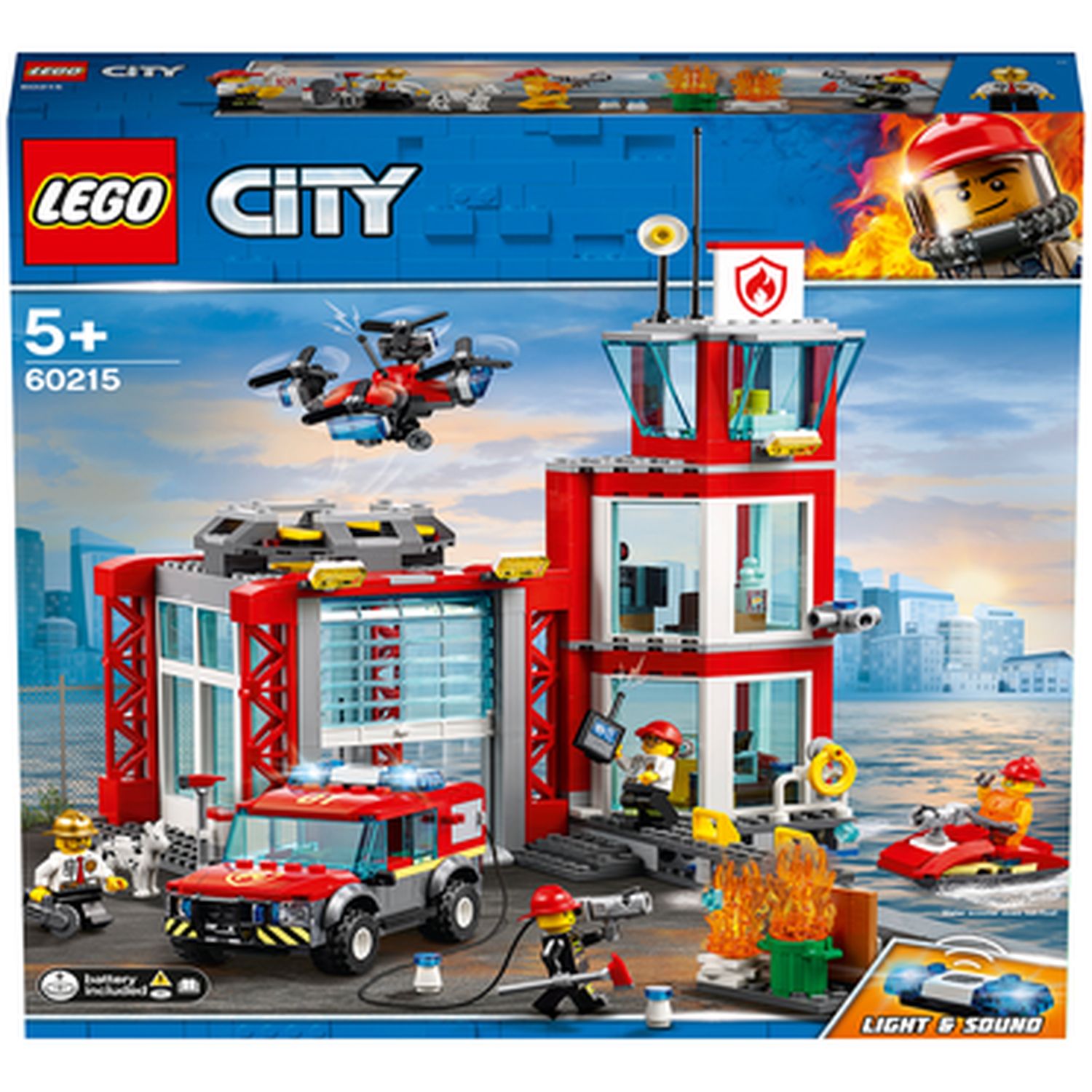 LEGO® City 60375 La Caserne et le Camion des Pompiers, Jouet Véhicule  d'Urgence, Jeu Éducatif, 4 Ans