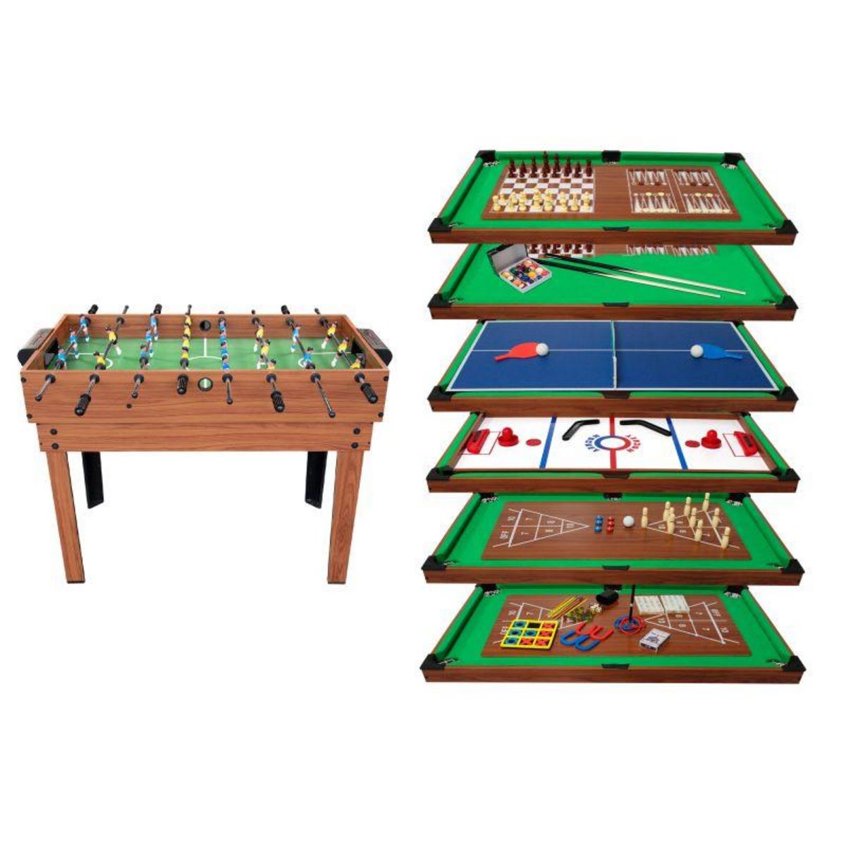 PLAY4FUN Table Multi Jeux 20 en 1 sur Pied, Multifonction avec Plateaux  Modulables et Accessoires pour 20 jeux différents, 122x61x84 cm pas cher 
