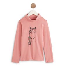 IN EXTENSO Sous pull cheval fille (Rose corail)