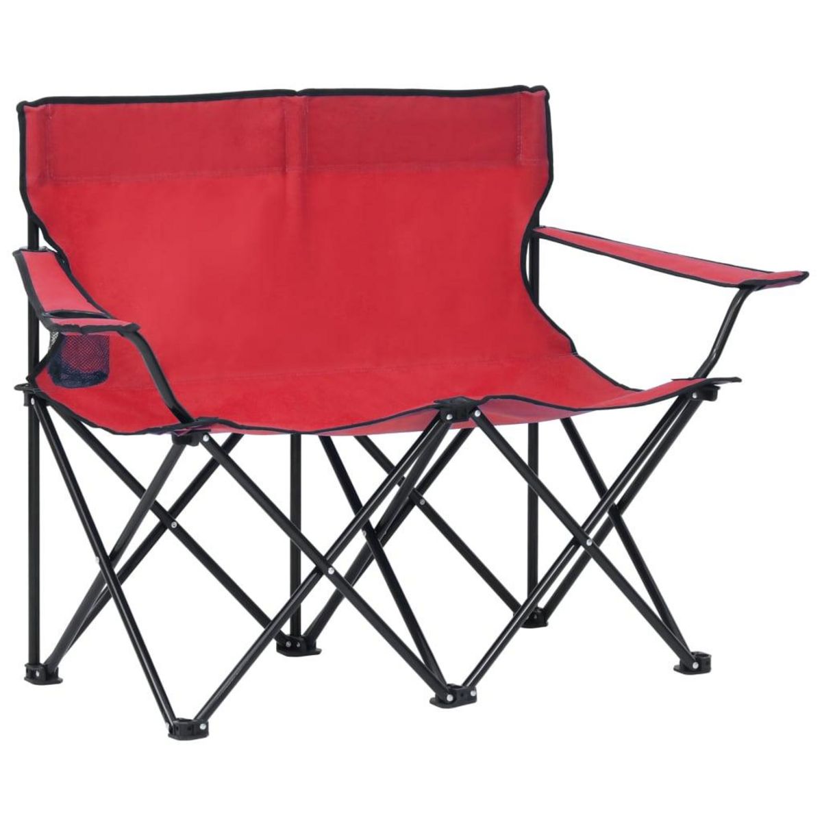 VIDAXL Chaise de camping pliable a 2 places Acier et tissu Rouge