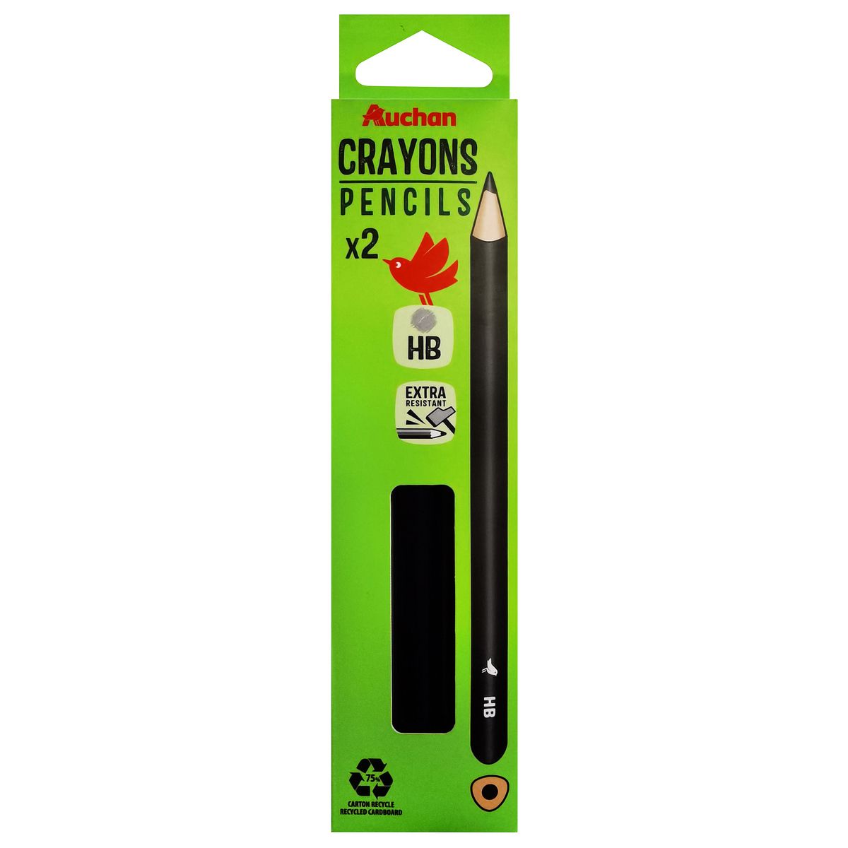AUCHAN Lot de 2 crayons graphite HB