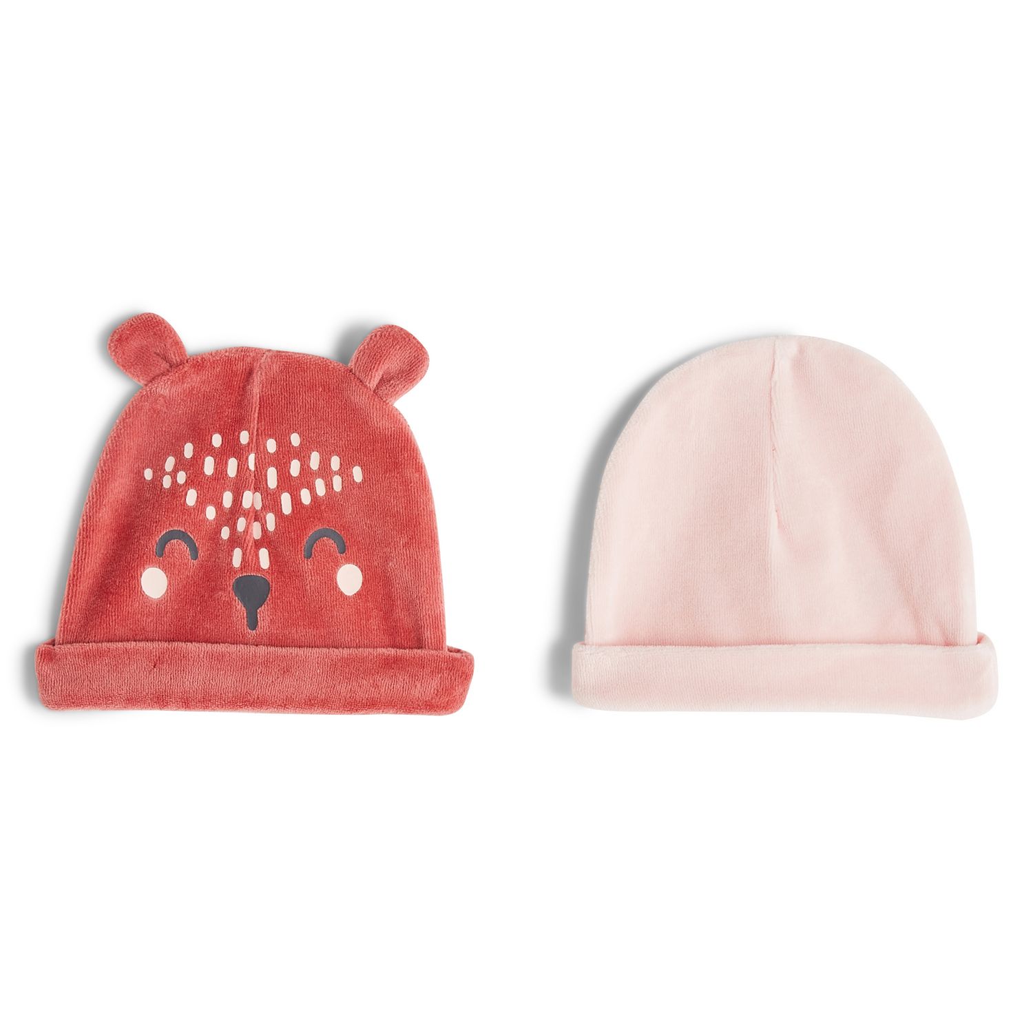 IN EXTENSO Lot de 2 bonnets velours de naissance bébé garçon pas cher 