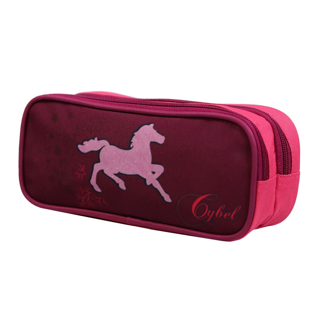 Trousse scolaire 2 compartiments Cybel Cheval Licorne Violette Bagtrotter