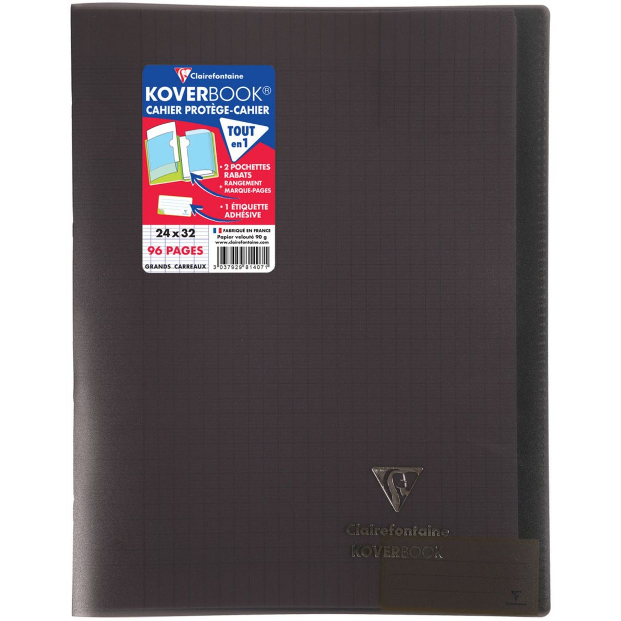 Clairefontaine - Cahier 24 x 32 cm - 96 pages - grands carreaux (Seyes) -  disponible dans différentes couleurs Pas Cher