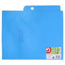 AUCHAN Protège cahier 24x32cm à rabats bleu opaque
