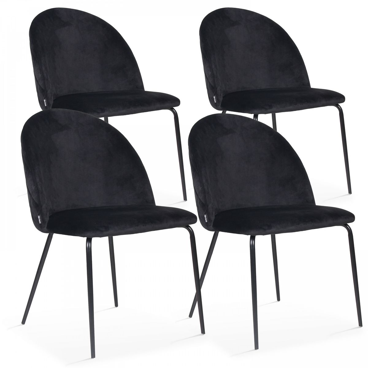 Lot de 4 chaises en velours noir pas cher 