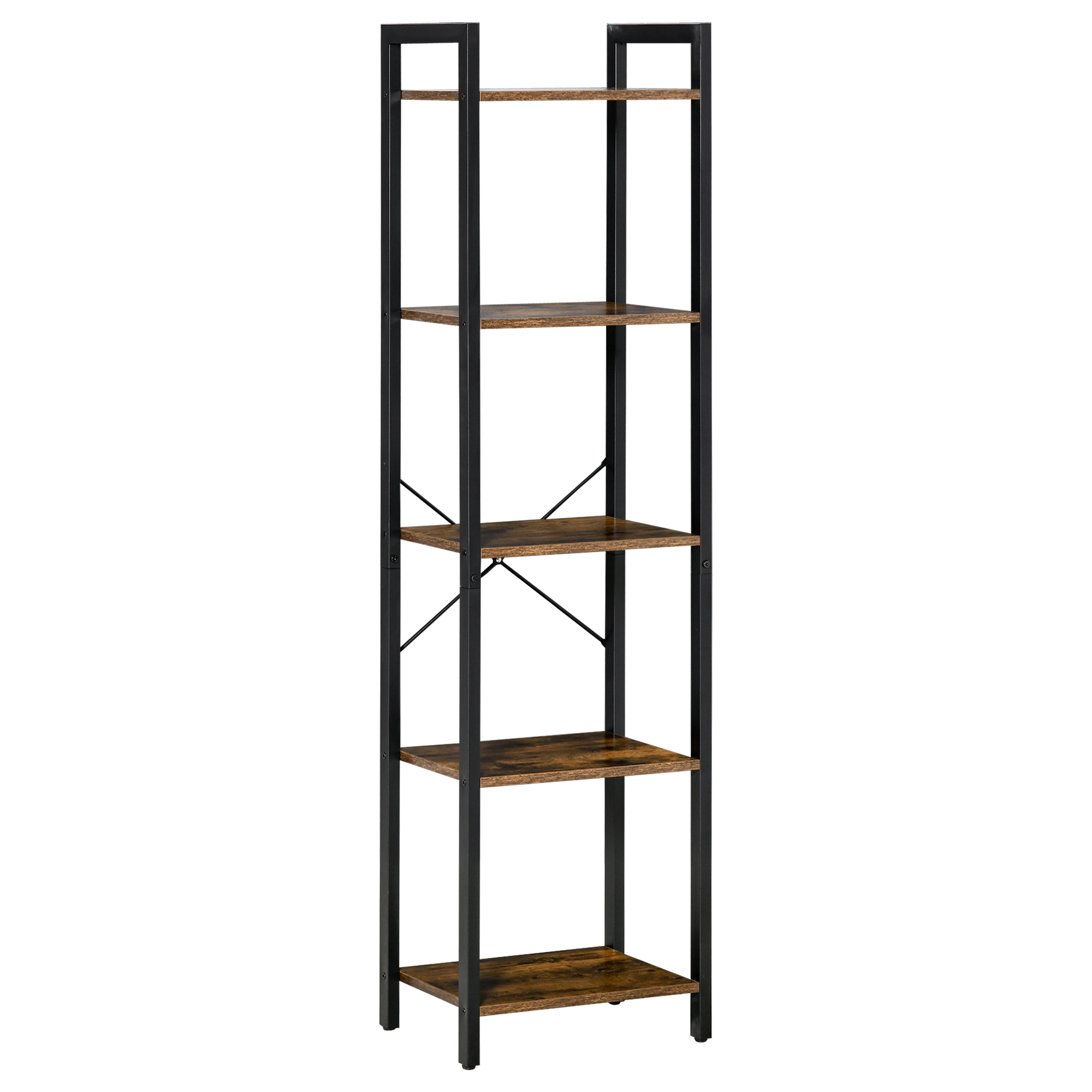 HOMCOM Étagère de rangement style indusriel meuble bibliothèque avec  placard et tiroirs panneaux de particules acier 58 x 24 x 122 cm aspect  vieux bois noir