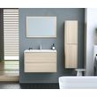Ensemble meuble de salle de bain bloc 2 tiroirs avec vasque encastrée et miroir L80 cm + Colonne LAKE
