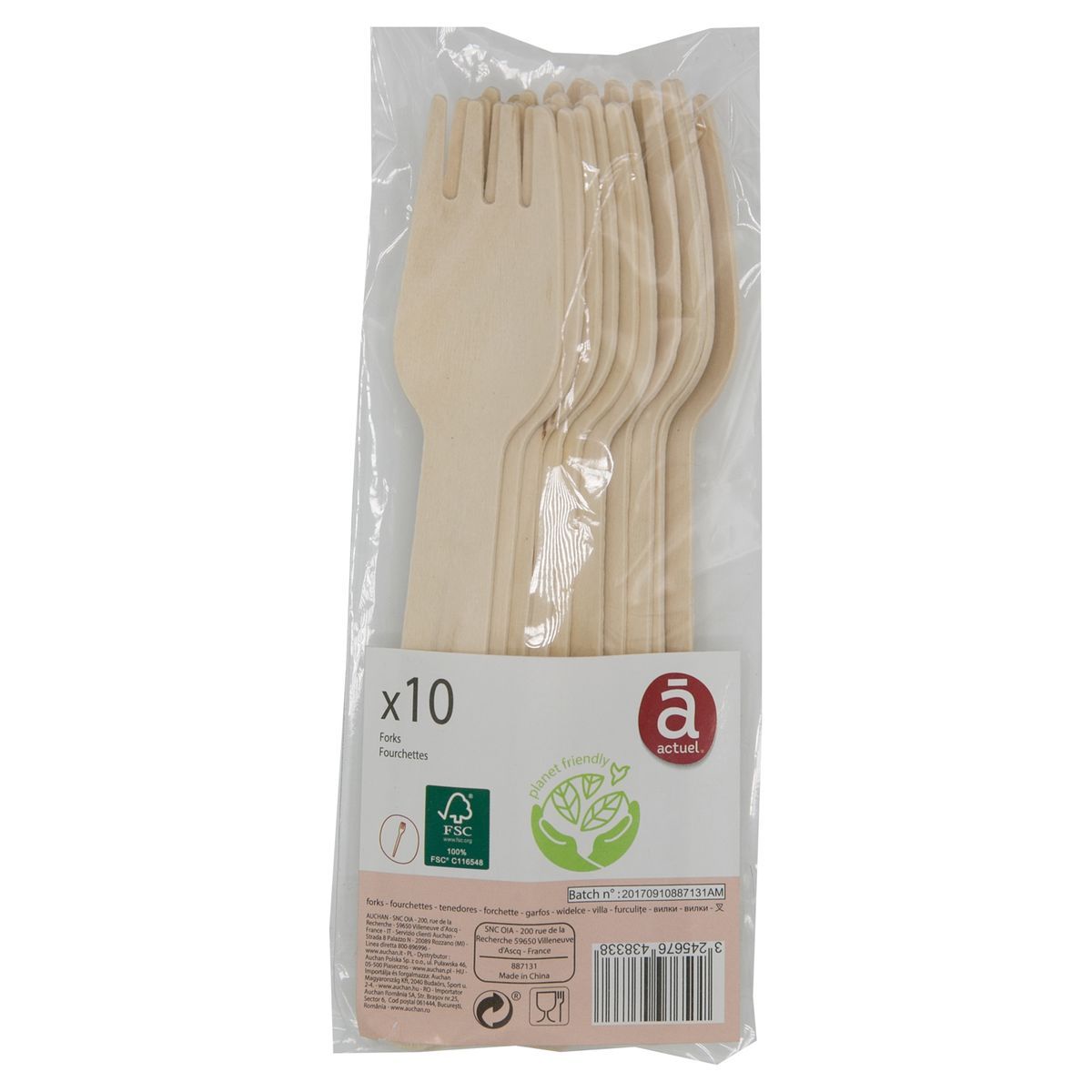 ACTUEL Fourchettes en bois  x10 10 pièces