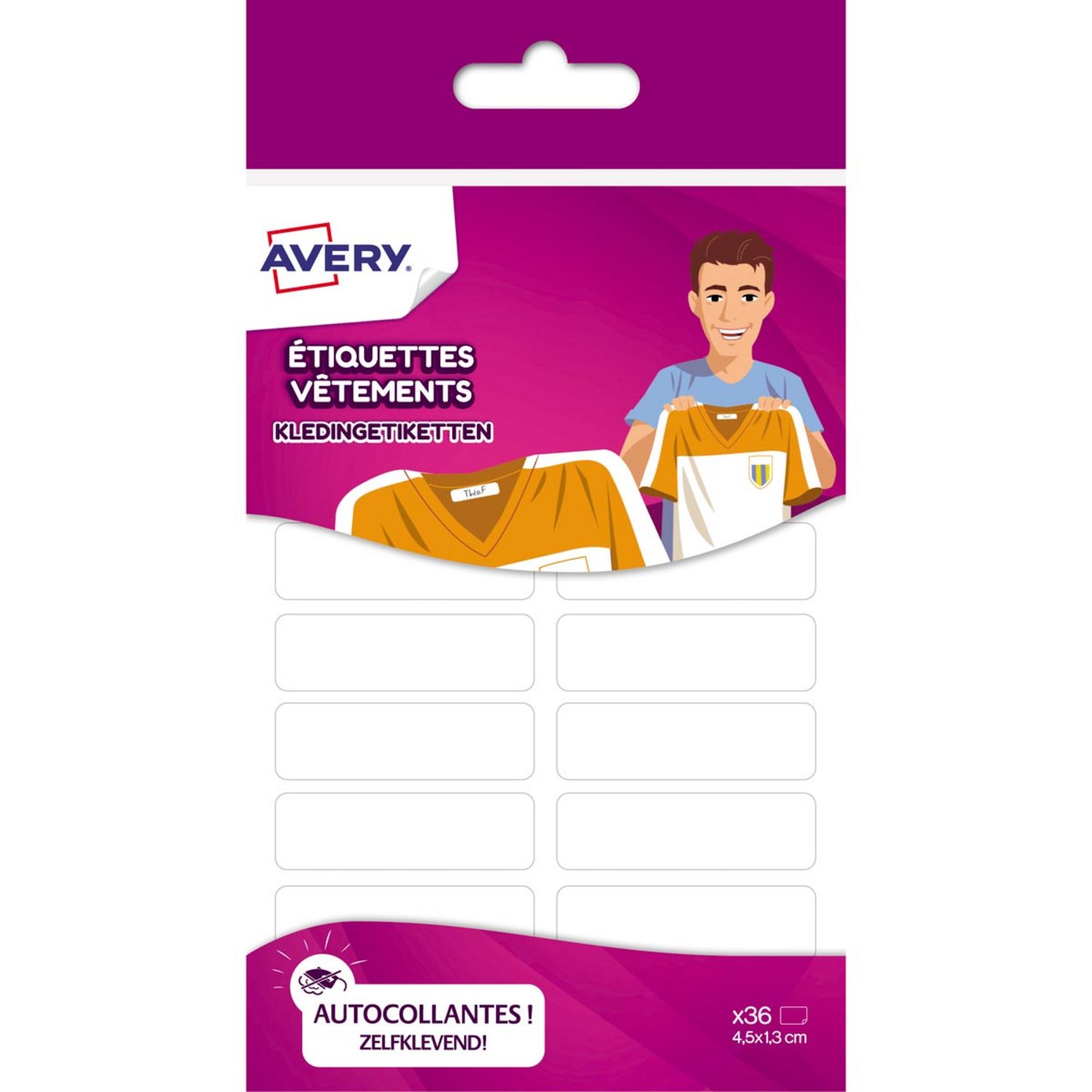 Avery - 36 étiquettes vêtements - 45 x 13 mm - animaux Pas Cher