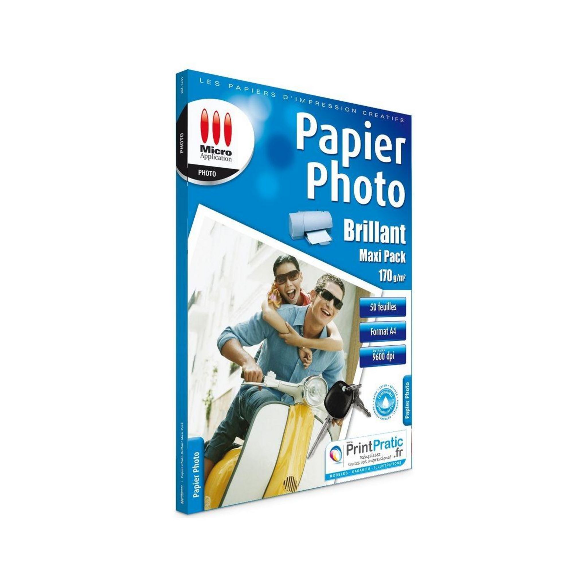 Papier photo brillant - 10 x 15 cm 200g/m² - 80 feuilles - Pour imprimante  jet d'encre