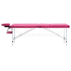 Table de massage pliable 3 zones Aluminium Rose
